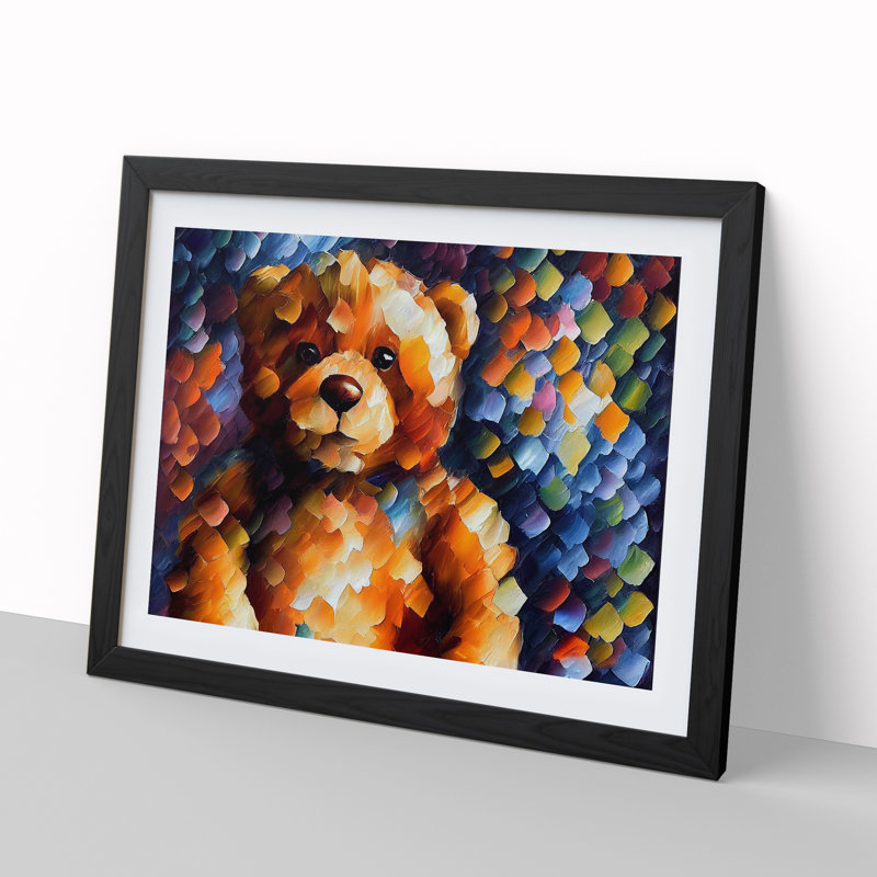 Teddy Bear Vol.1 Abstract - Single Picture Frame Print, Black, 25cm H x 34cm W