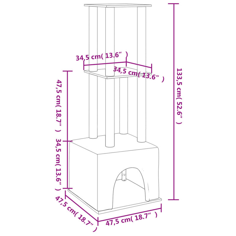 Stewartsville 133.5cm H Cat Tree, Dark Grey