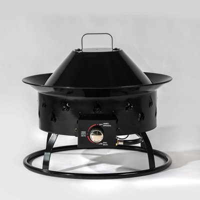 19" Propane Gas Fire Pit, 50000 BTU Round Steel Fire Pit For Outside Patio Deck Garden Backyard-Black