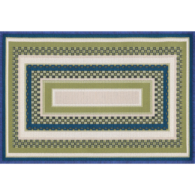 Tintah Border Indoor / Outdoor Area Rug for Patios, Entryway, Deck or Porch - Green, Rectangle 5'3" x 7'3"