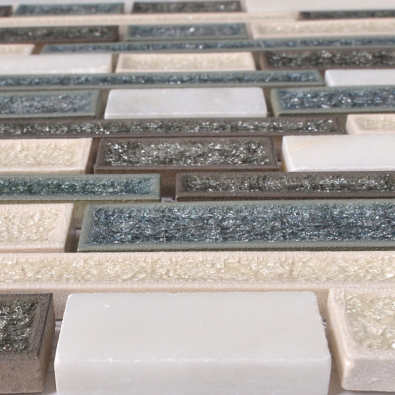 Urban Random Sized Glass Linear Mosaic Wall Tile
