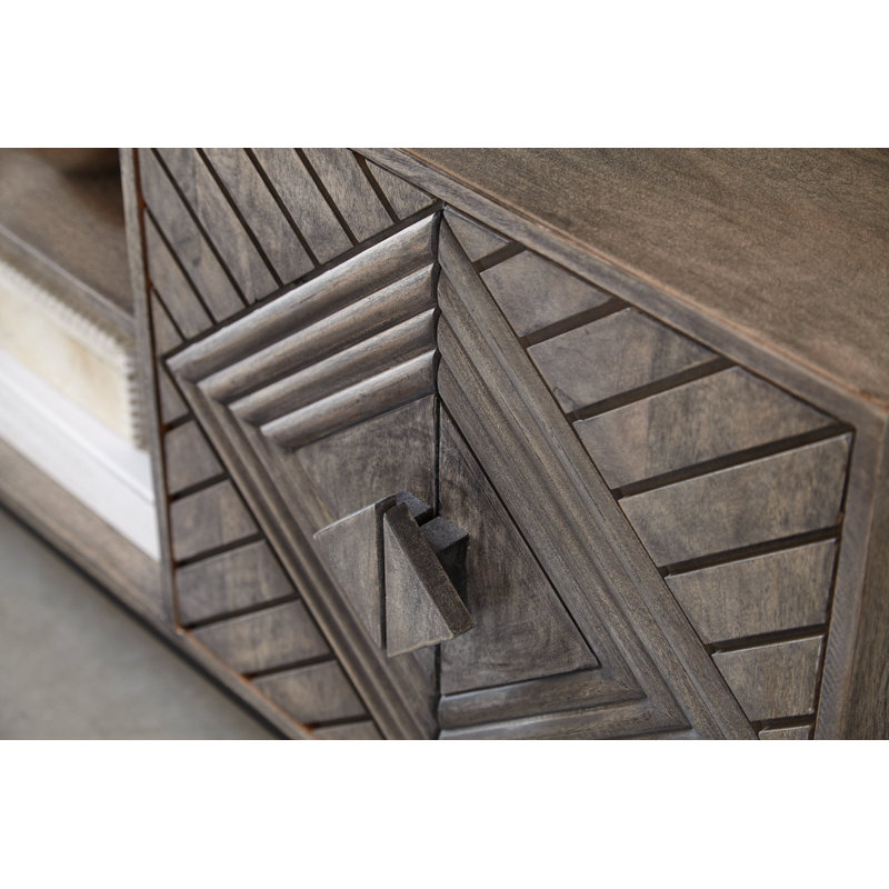 Treybrook Distressed Gray & Black Iron Accent Cabinet