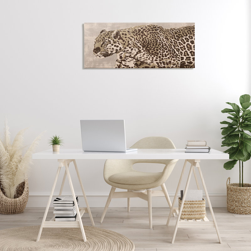 «Fierce Growling Cheetah», art mural sur toile par Andrew Cooper, H 17 po x l 40 po