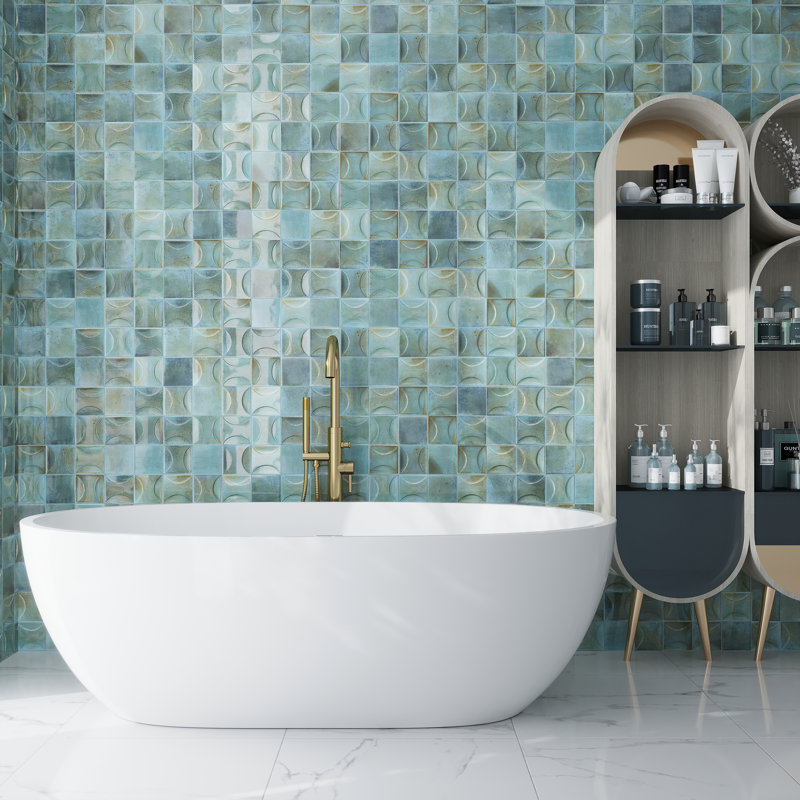 Antiek 3.94 in. x 3.94 in. Glossy Ceramic Square Deco Wall Tile (6.68 sq. ft./case) (60-pack), Blue