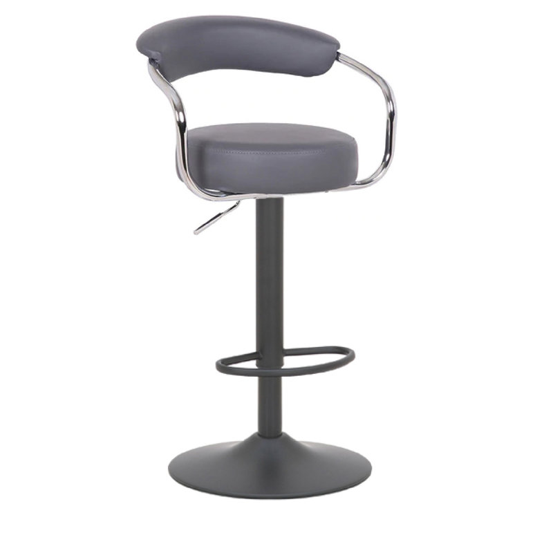 Shubhika Swivel Upholstered Adjustable Height Counter Stool with Metal Frame, Charcoal