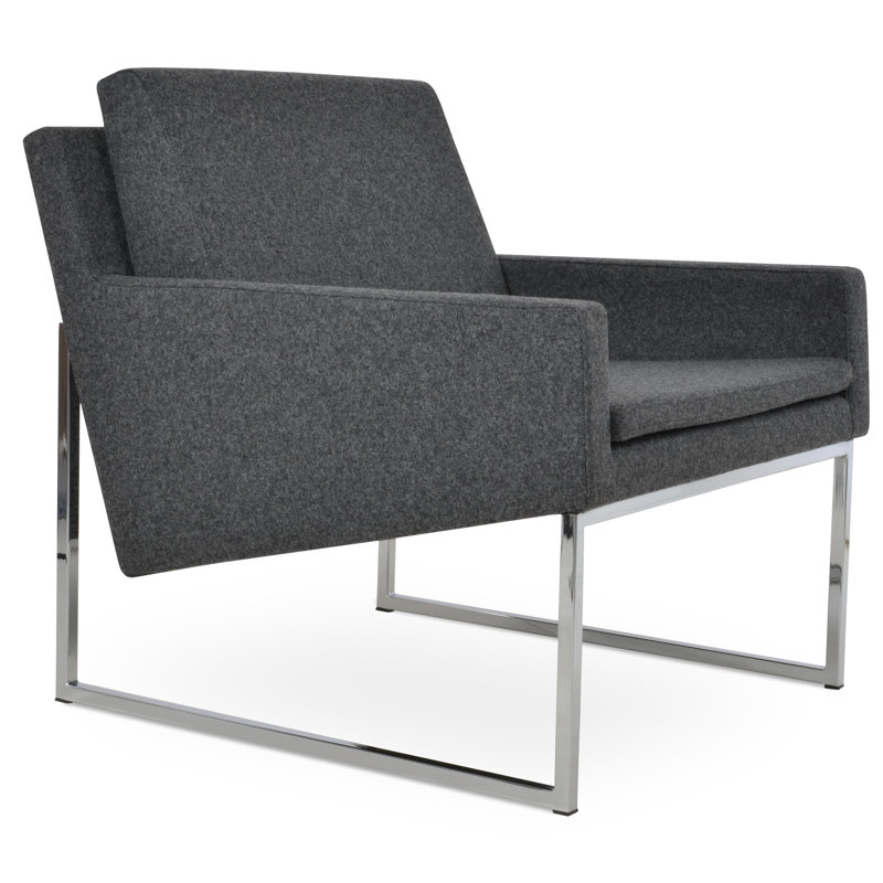 Fauteuil Nova en métal et laine, Gris foncé