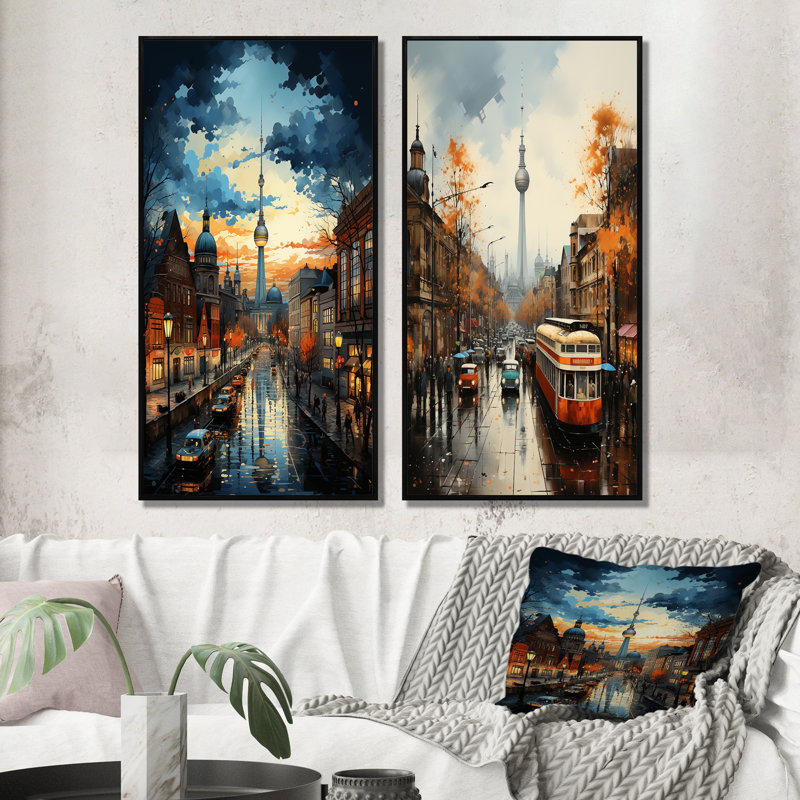 " Germany Berlin Skyline In " 2 - Pieces, Black Framed, 40" H x 40" W