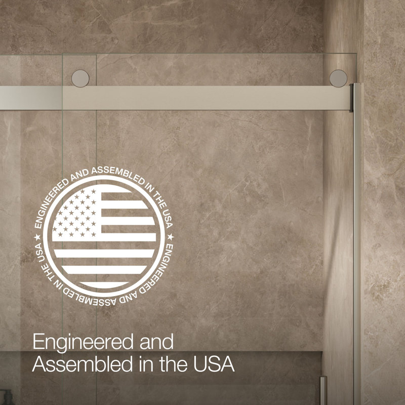 Levity Plus Less Sliding Shower Door, 81-5/8" H x 56-5/8 - 59-5/8" W, With 3/8" Thick Crystal Clear Glass, Nickel