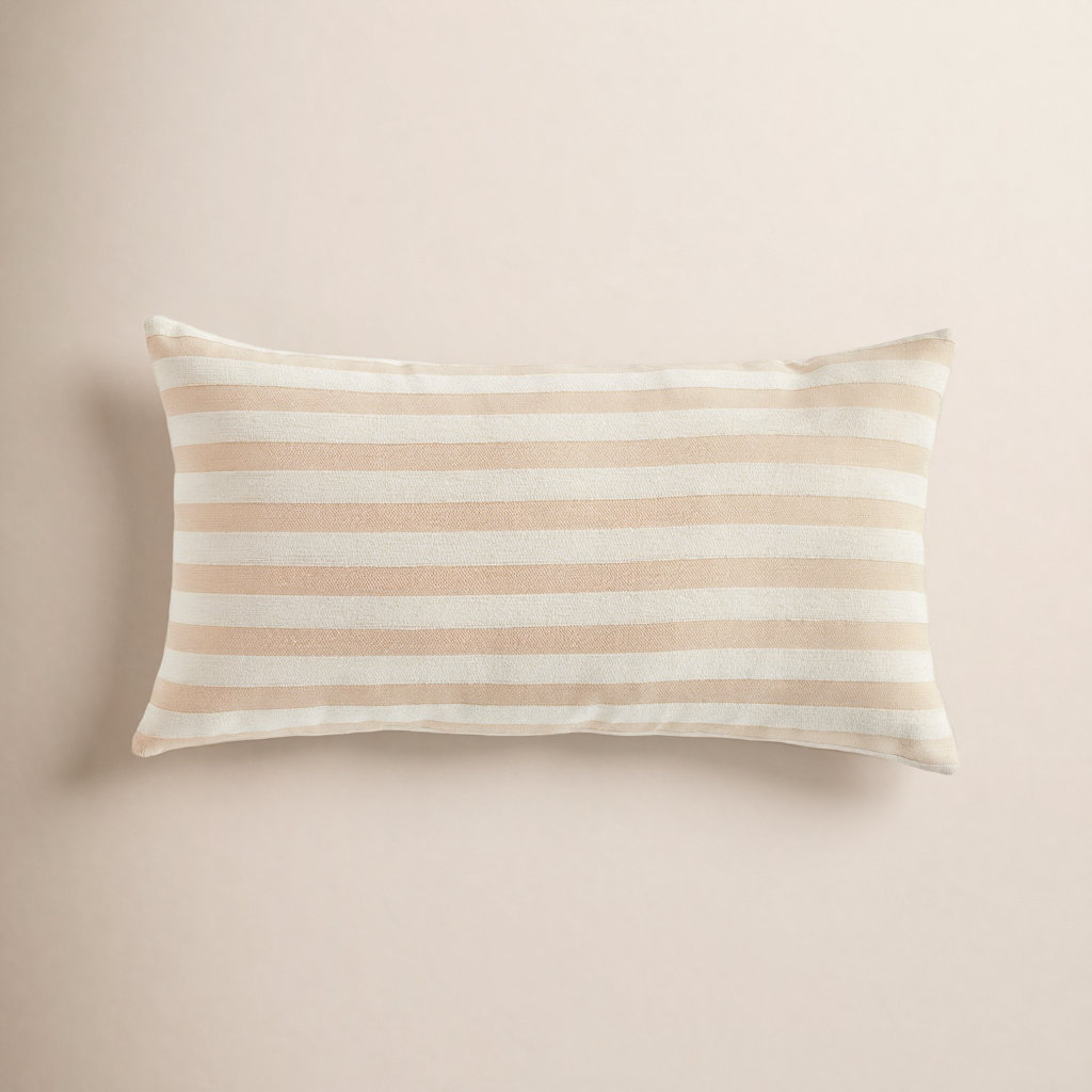 Throw Pillow, Rectangular 12"H x 22"W, Khaki/Cream