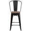 Tabouret de bar ou de comptoir en métal Marian avec dossier et siège en bois Marian-2101696441-2101696487-2127243145