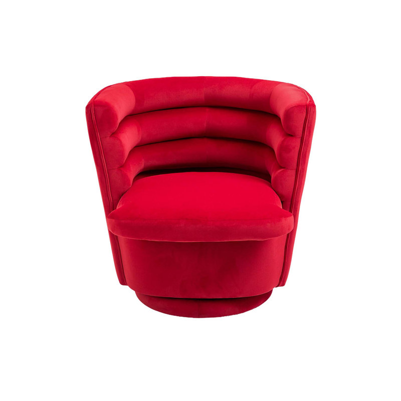 Lasharn Upholstered Swivel Side Chair with Ottoman, Red Linen