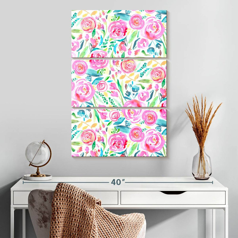Harnek roses printanières pastel, H 32 po x l 20 po