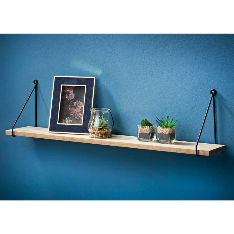 Addre Floating Shelf, Oak/Black, 20cm H x 80cm W x 15cm D