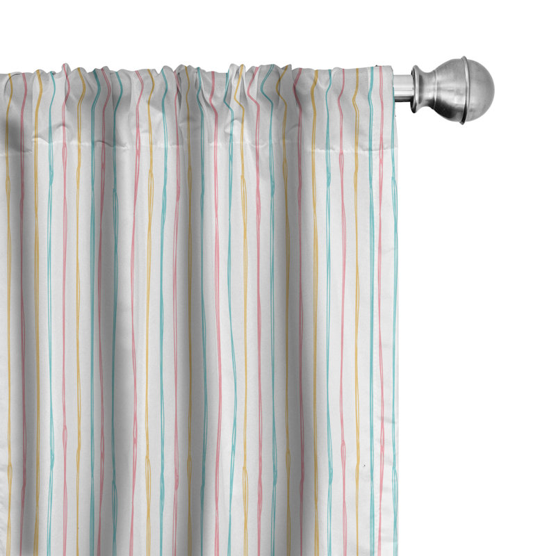Pinstripe Striped Semi-Sheer Rod Pocket Curtain Panels, 28" x 63", Blue