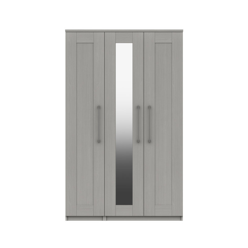 Alishma 3 Door Manufactured Wood Wardrobe, Light Grey