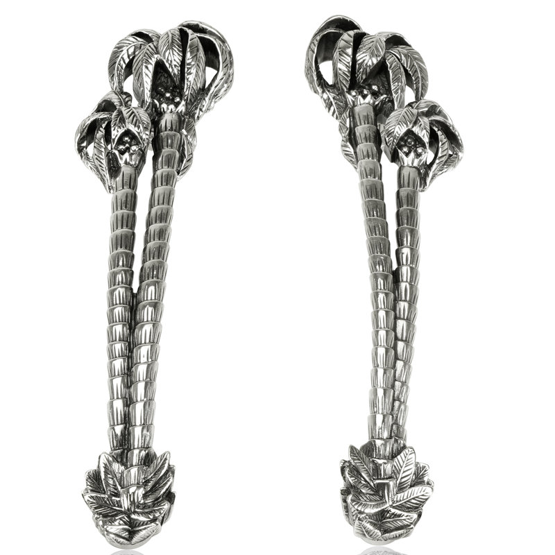 5” C TO C KEY LARGO PULL; RIGHT & LEFT PAIR BURNISH SILVER FINISH