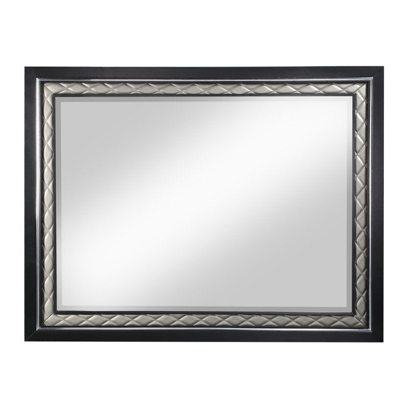 Roselyne Rectangle Mirror in Black and Silver