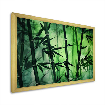 Bambou vert foncé et clair sur toile