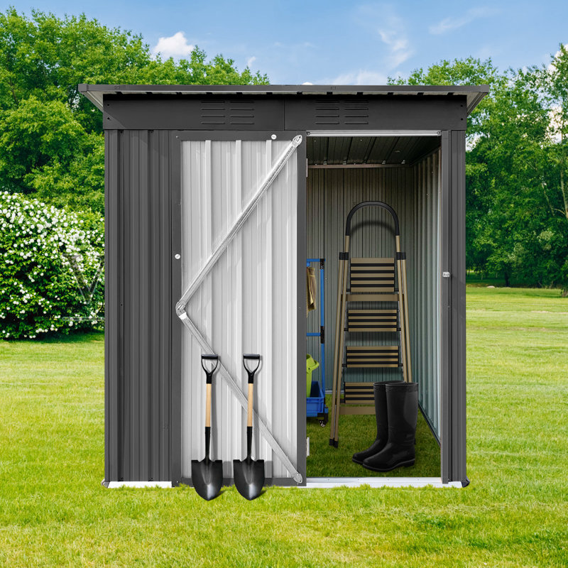Abri de jardin en métal 5 pi x 4 pi gris, Gris