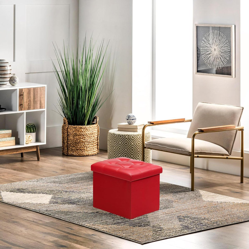 Tabouret d'appoint en bois massif Alliette, Rouge