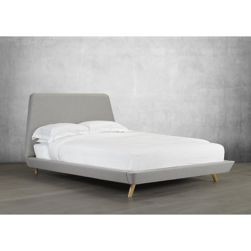 Lit plateforme tapissier Brophy, Double, Gris