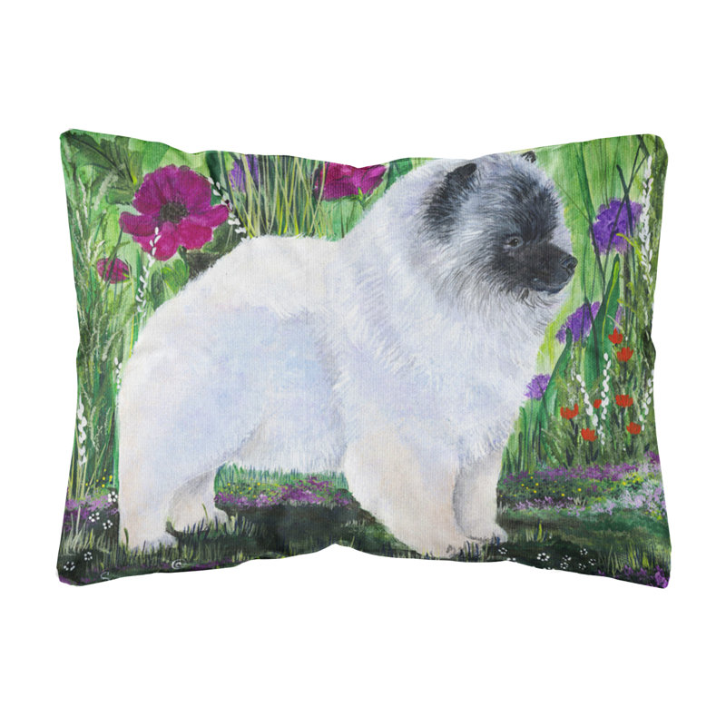 Coussin décoratif intérieur / extérieur blanc / vert Keeshond