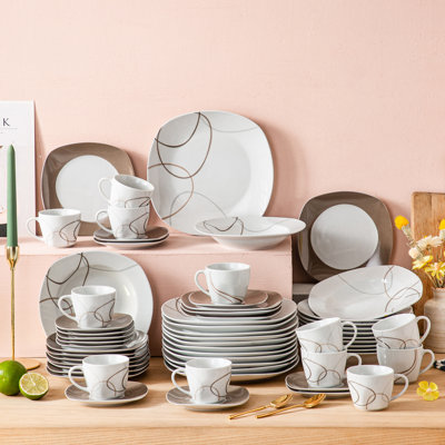 Ksawery 60 Piece Porcelain China Dinnerware Set - Service for 12
