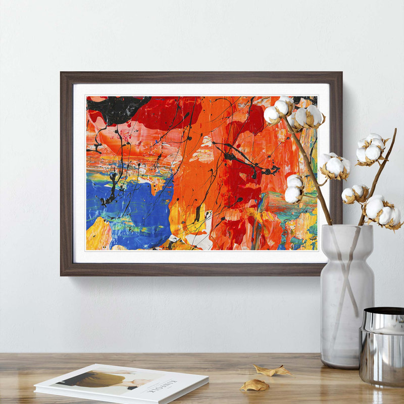 Abstract Art Painting Vol.183 by S.Johnson - Picture Frame Painting Print, 62cm H x 87cm W x 2cm D, Walnut Framed