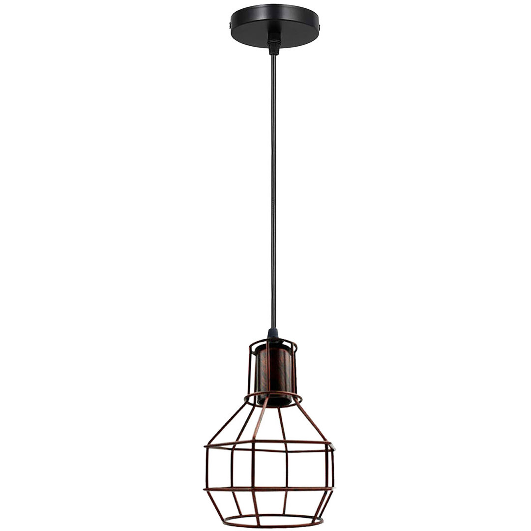 1 - Light Rustic Red Caged Pendant