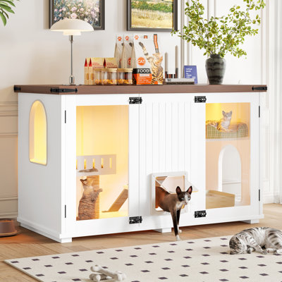 Enceinte de litière pour chat 47,25 "avec lumière DEL