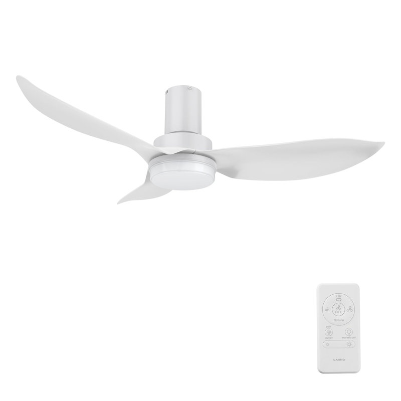 Ventilateur de plafond Bude avec télécommande, ensemble d'éclairage inclus., Blanc, 36 po de largeur, 215 tr / min