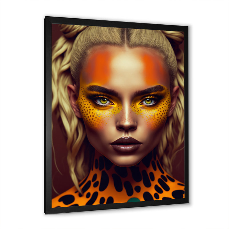 Jeune femme tropicale III sur toile, H 20 po x l 12 po x P 1 po, Cadre photo noir