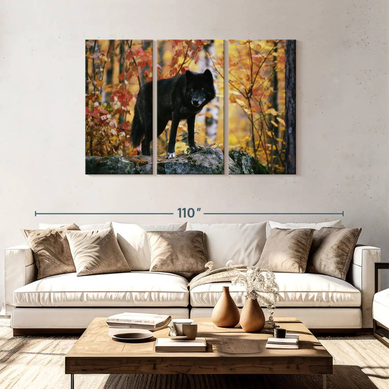 Autumn Black Wolf, 48" H x 74" W