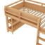 Lit mezzanine simple avec bibliothèques, boîtes et tiroirs multi-rangements, lits mezzanine bas en bois massif avec bureau et tableau noir, aucun sommier nécessaire, naturel-1709023553