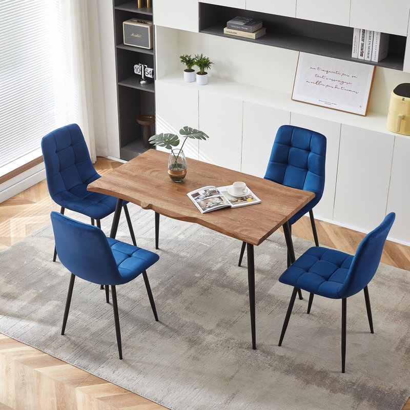 Lawanda Dining Table Set With 4 Chairs, Navy Blue