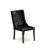 7 Piece Dining Room Set Includes a Mid Century Modern Dining Table and 6 Black PU faux Leather Dining Chairs with Button Tufted Back - Distressed Jacobean Finish-1467123962