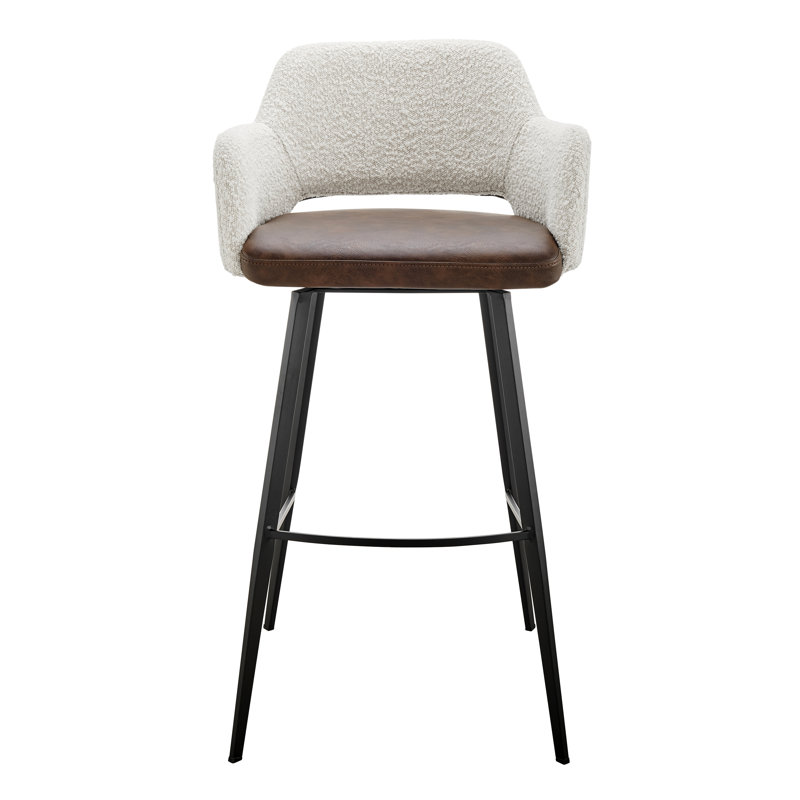 Ivonne Swivel Upholstered Counter Stool with Metal Frame, Bar Stool (29.34” Seat Height), Dark Gray Faux Leather
