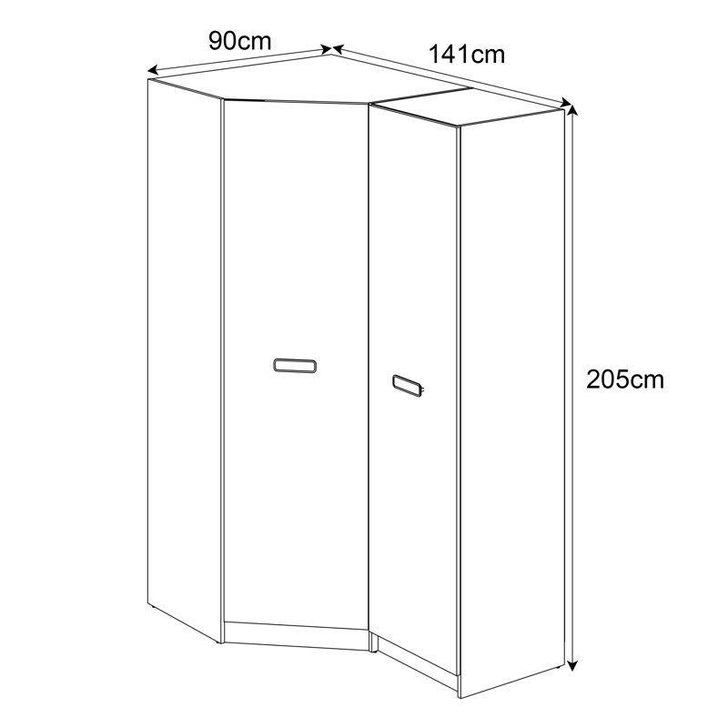 Makina 2 Door Manufactured Wood Wardrobe, Puccini oak