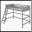 Lit mezzanine simple en bois massif avec échelle (gris)