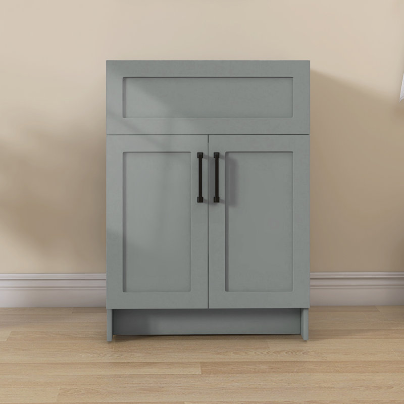 24" W X 21.5" D X 33.44" H Freestanding Sky Grey Bath Vanity Cabinet without Top Modern Stand Alone Bathroom Cabinet Unassembled