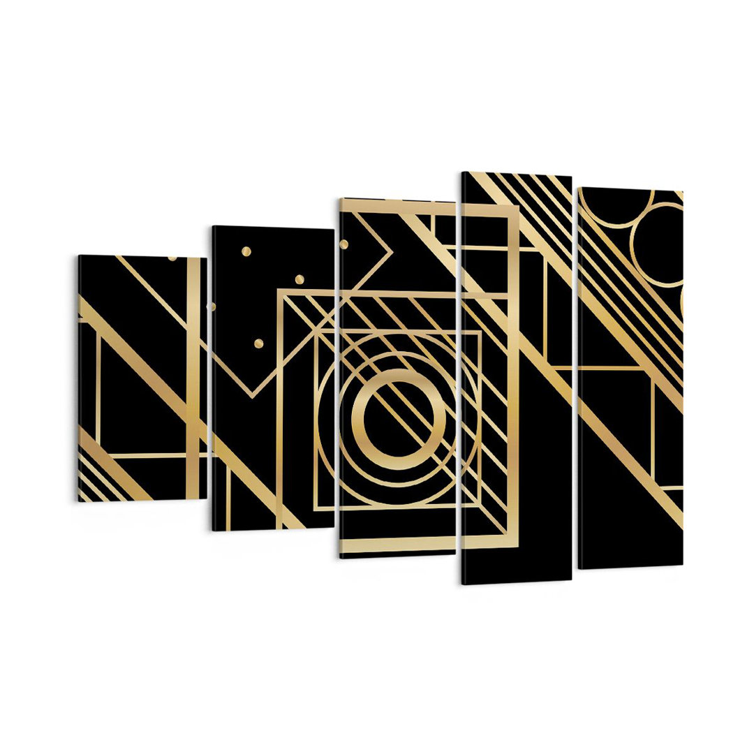 5-tlg. Leinwandbilder-Set Abstraction Square Gold