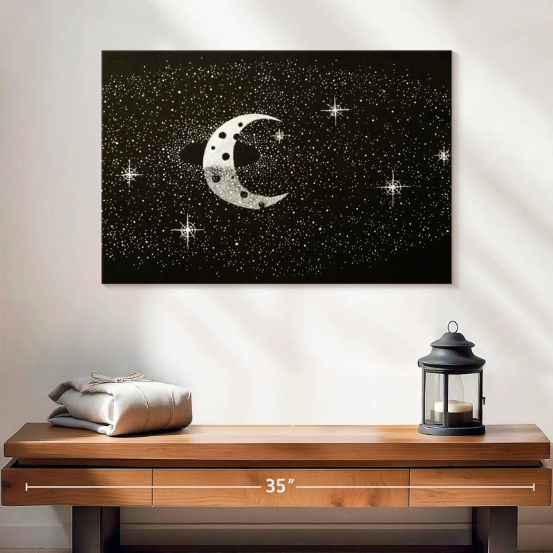 Oberle Starry Crescent Moon, 16" H x 24" W