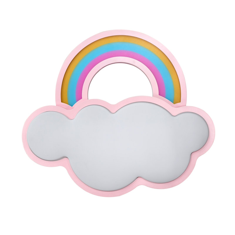 Kids Room Cloud Rainbow Lights Flush Mount Acrylic Shade Ceiling Lamp, Pink