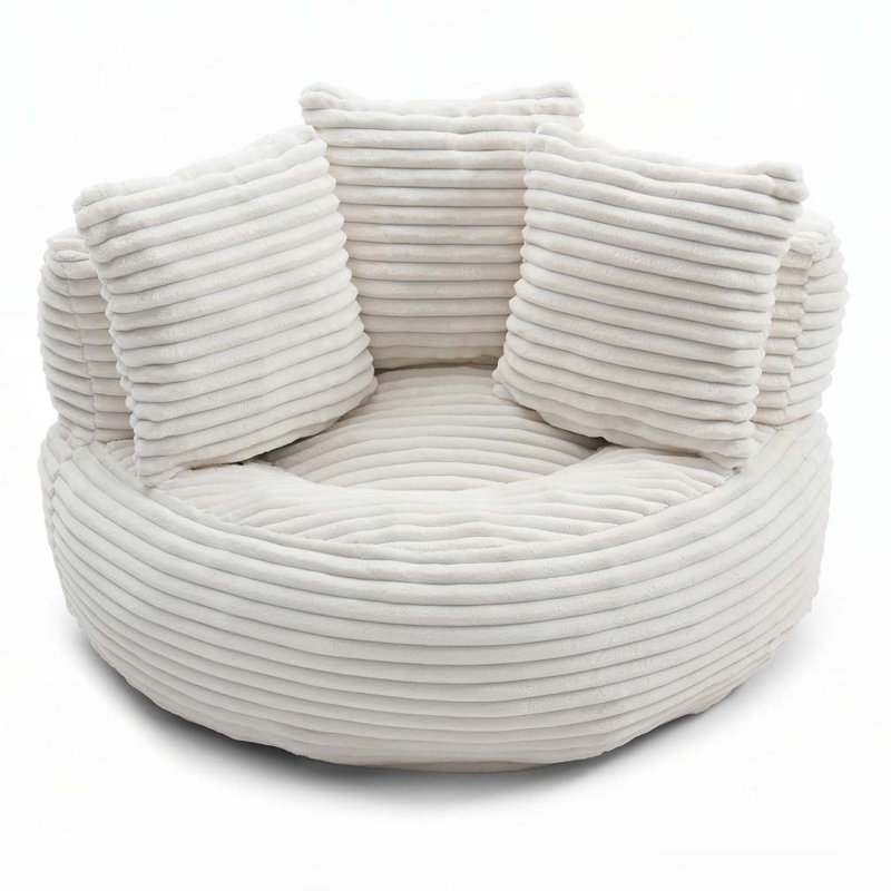 Fauteuil à billes en velours côtelé, Beige