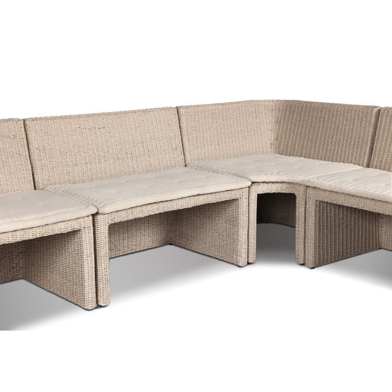 Senna Outdoor L-Shape Dining Banquette, 32.5" H x 132.25" W x 83.25" D