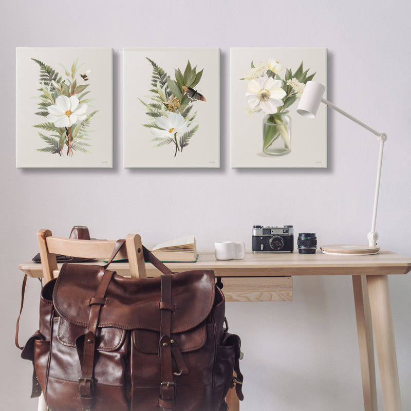 Ensemble de toiles 3 pièces Country Magnolia, conçu par House Fenway, H 30 po x l 24 po