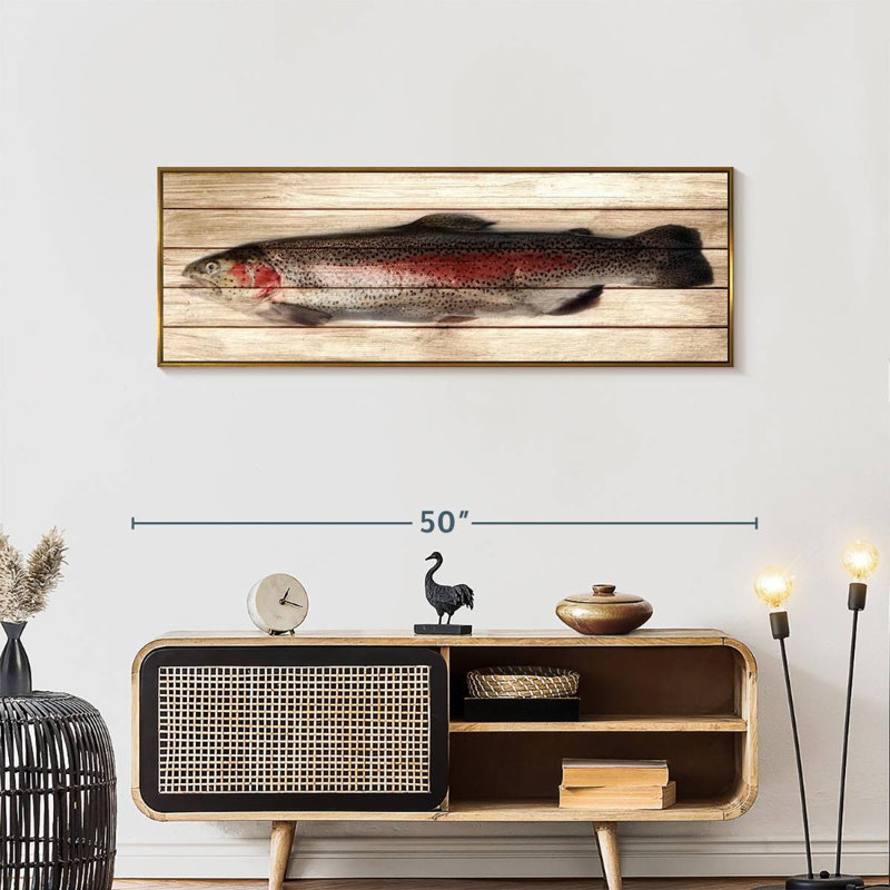Trout, 46" X 16", Floating Frame Gold