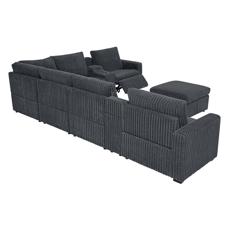 Canapé modulaire inclinable électrique Rdamidtin, Velours côtelé gris foncé