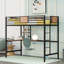Twin Metal Loft Bed With Desk And Shelve,Black-1077451925