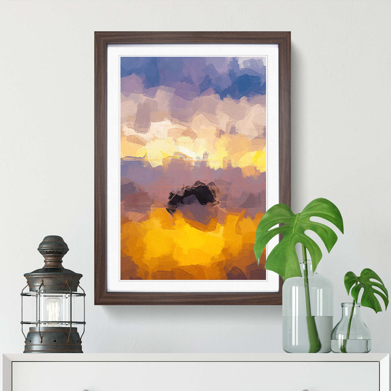 Cannon Beach in Abstract - Picture Frame Painting Print, 87cm H x 62cm W x 2cm D, Walnut Framed
